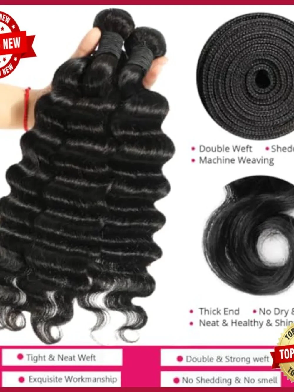 20 22 24 Inch Loose Deep Wave Brazilian Virgin Human Hair Extensions
